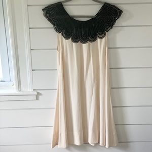 AKA black lace cream swing dress medium